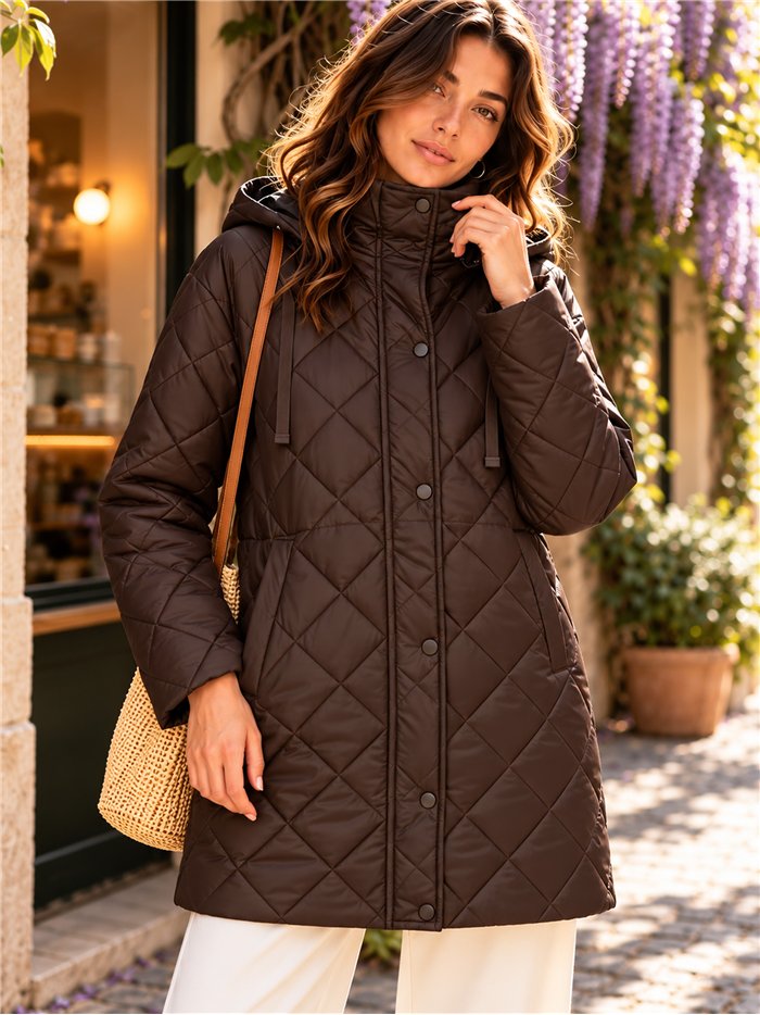 Reversible diamond quilted coat