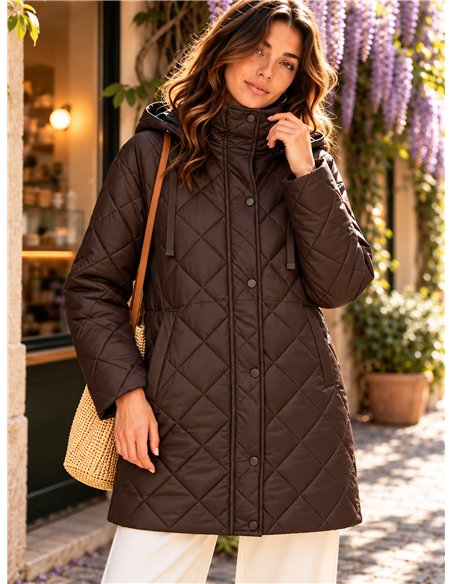 Reversible diamond quilted coat