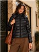 Glossy cropped puffer jacket with hood