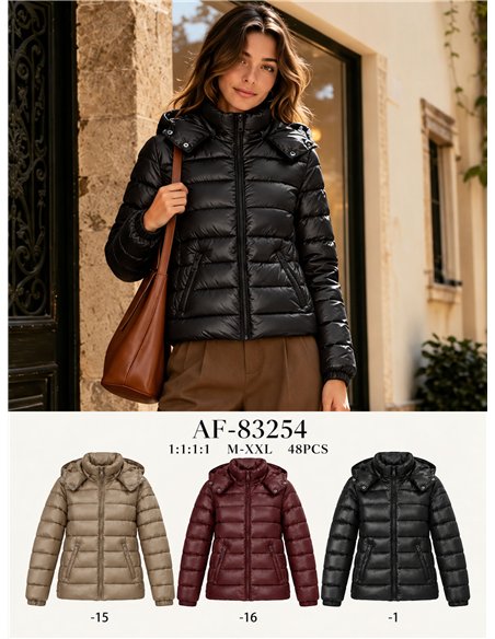Glossy cropped puffer jacket with hood