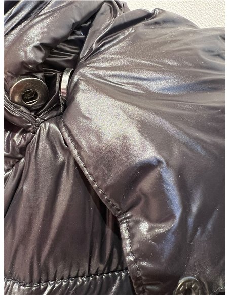 Glossy cropped puffer jacket with hood