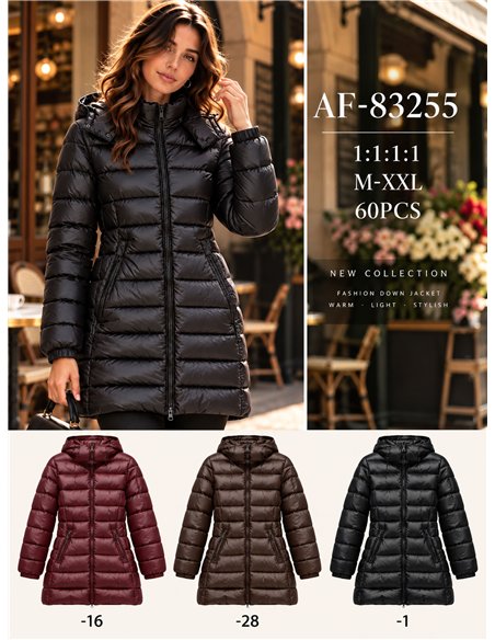 Long hooded puffer coat