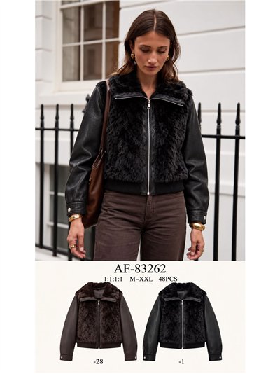 Chaqueta efecto piel con pelo 2