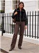 Chaqueta efecto piel con pelo