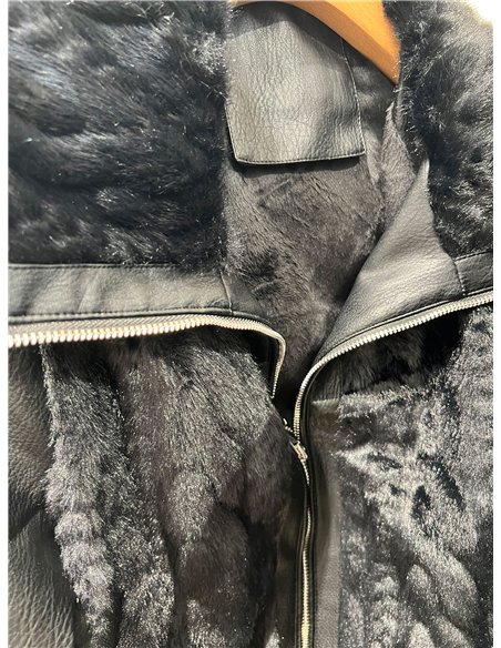 Chaqueta efecto piel con pelo