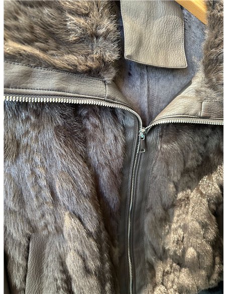 Faux fur and leather look jacket