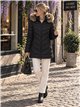 Abrigo largo acolchado con capucha de pelo