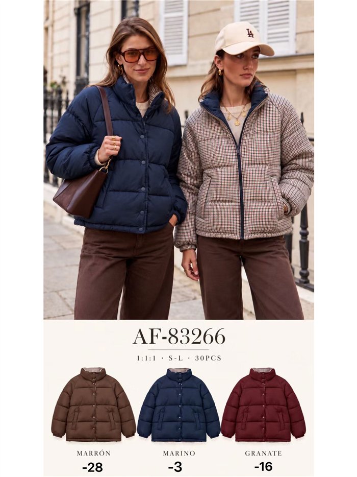 Chaqueta reversible acolchada de cuadros
