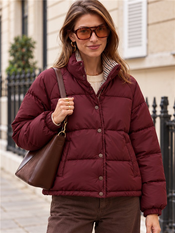 Chaqueta reversible acolchada de cuadros