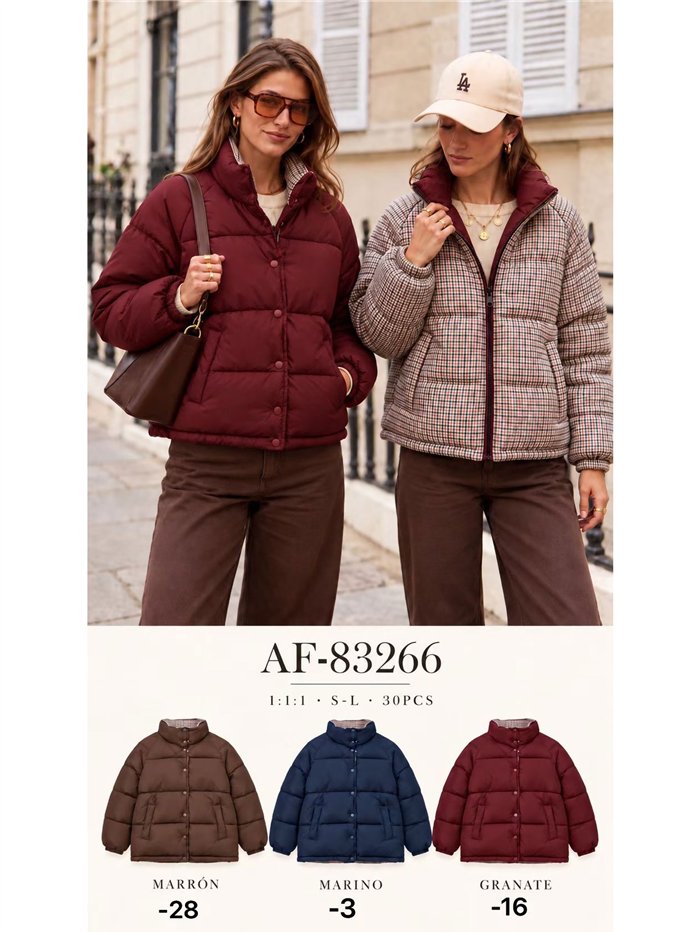 Chaqueta reversible acolchada de cuadros