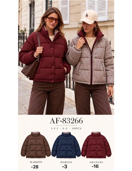 Chaqueta reversible acolchada de cuadros