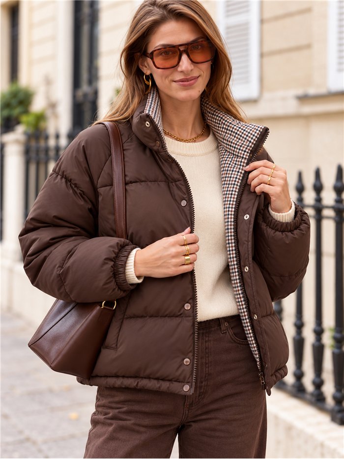 Chaqueta reversible acolchada de cuadros