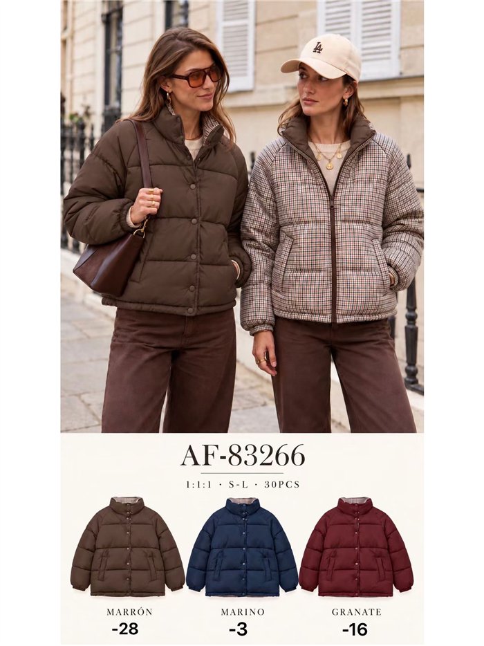 Chaqueta reversible acolchada de cuadros