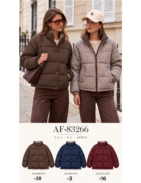 Chaqueta reversible acolchada de cuadros