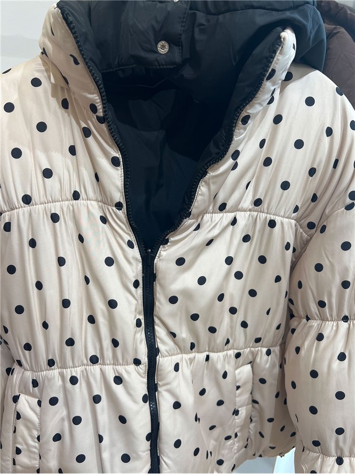 Chaqueta reversible acolchada de lunares con capucha