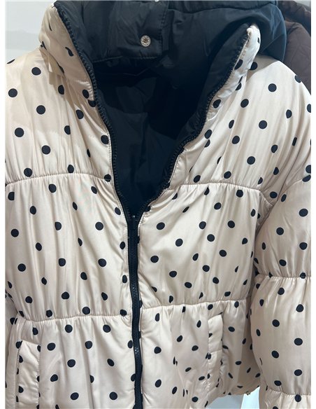Chaqueta reversible acolchada de lunares con capucha