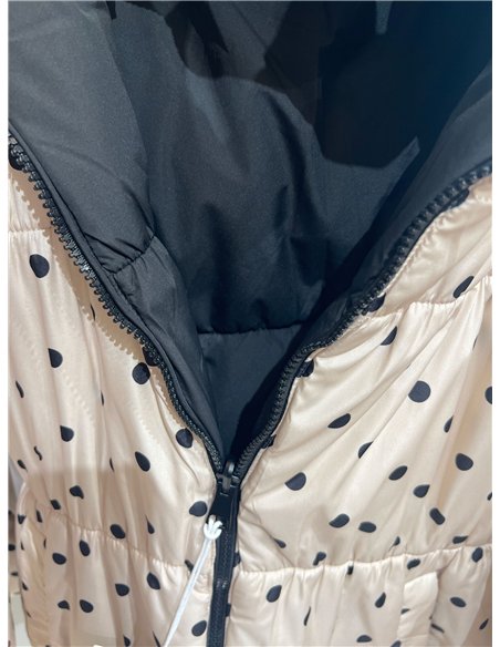 Chaqueta reversible acolchada de lunares con capucha