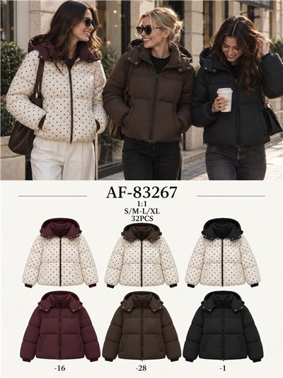 Chaqueta reversible acolchada de lunares con capucha 2
