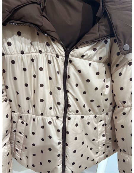 Chaqueta reversible acolchada de lunares con capucha