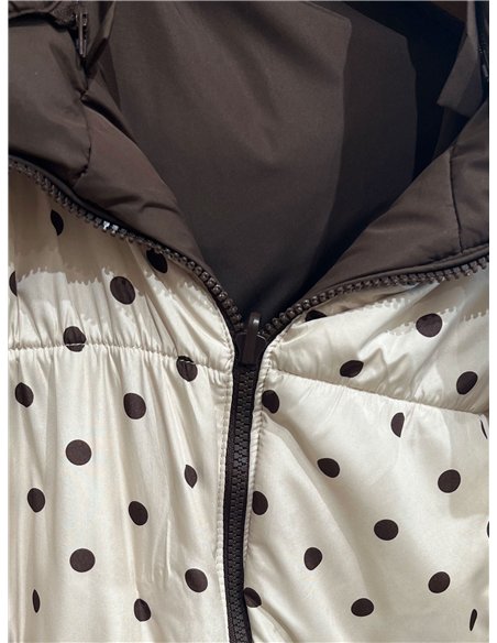 Chaqueta reversible acolchada de lunares con capucha