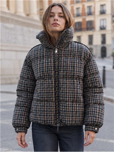 Chaqueta acolchada estampado cuadros