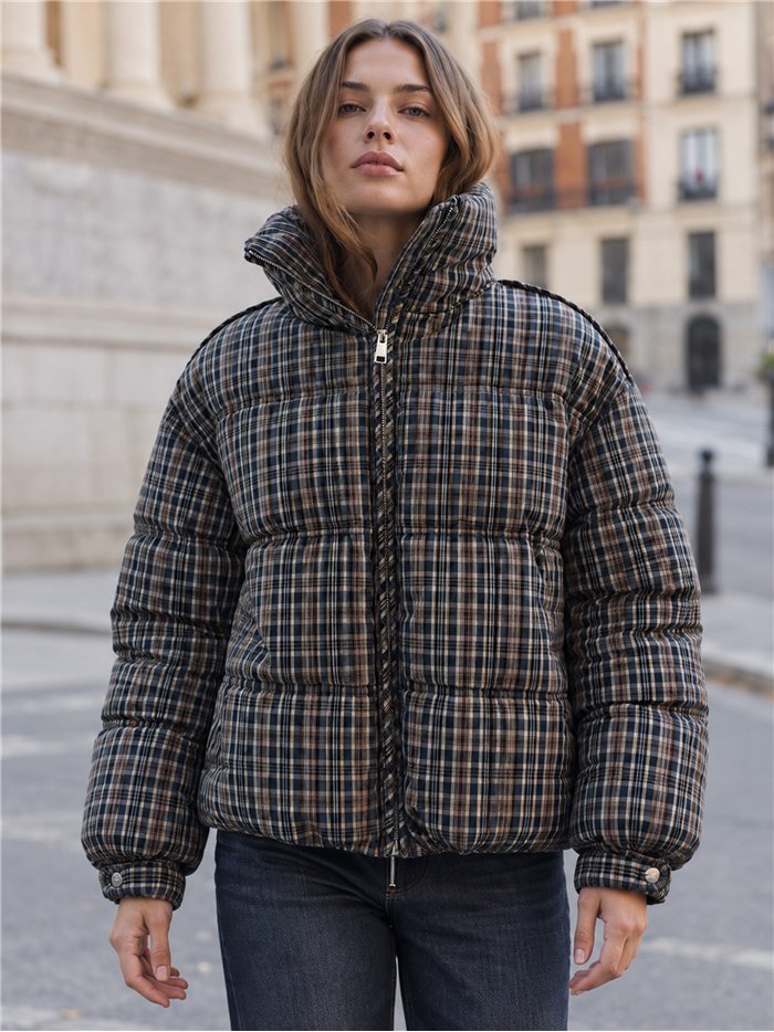 Chaqueta acolchada estampado cuadros