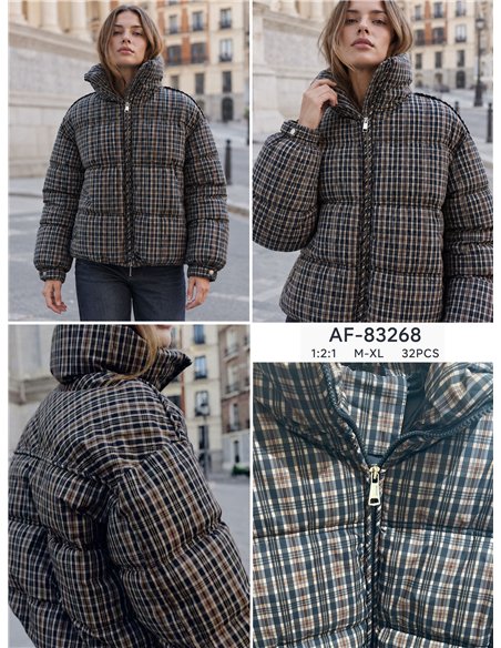 Chaqueta acolchada estampado cuadros