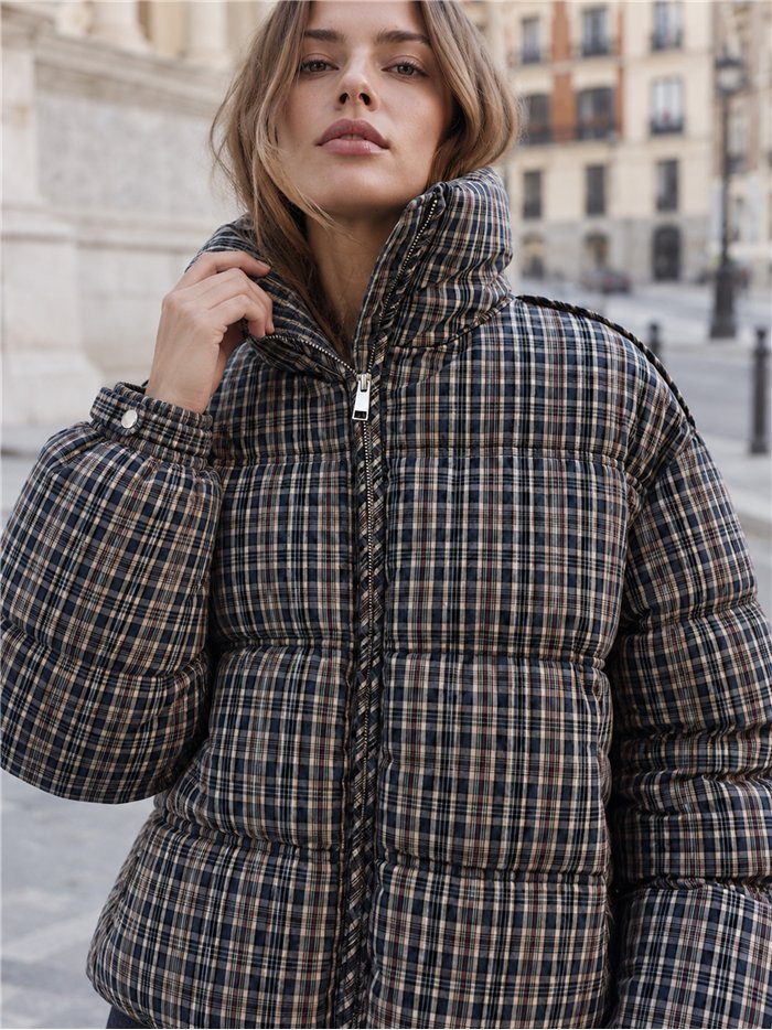 Chaqueta acolchada estampado cuadros