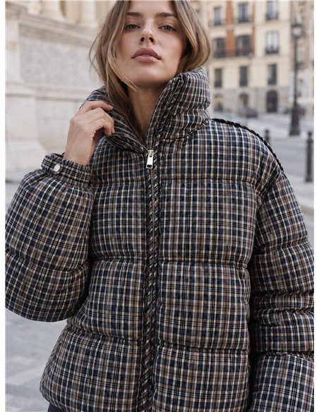 Chaqueta acolchada estampado cuadros
