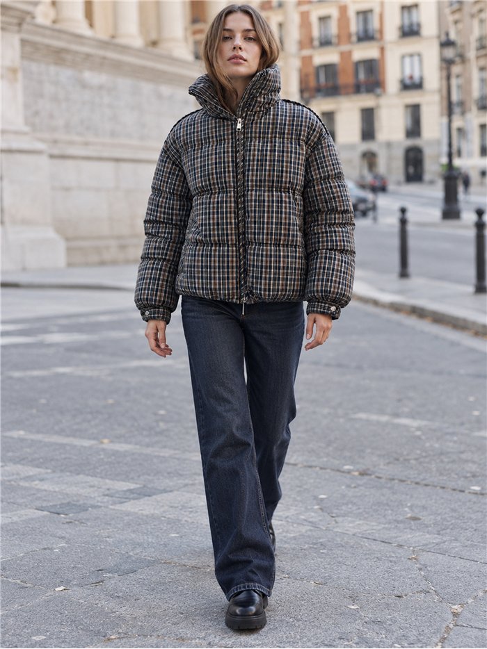 Chaqueta acolchada estampado cuadros