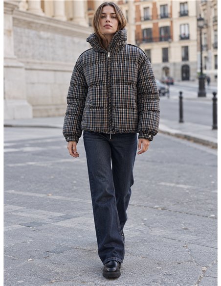 Chaqueta acolchada estampado cuadros