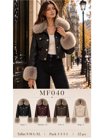 Chaqueta efecto piel con pelo 2