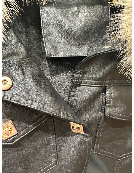 Chaqueta efecto piel con pelo