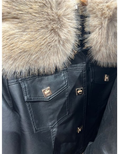 Chaqueta efecto piel con pelo