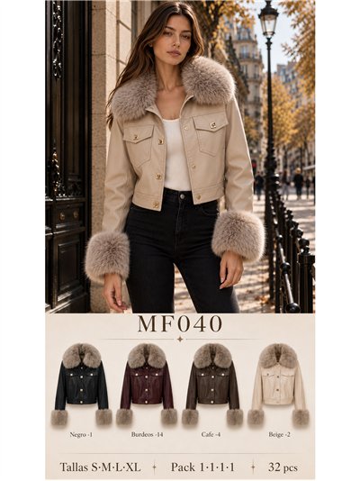 Chaqueta efecto piel con pelo 2