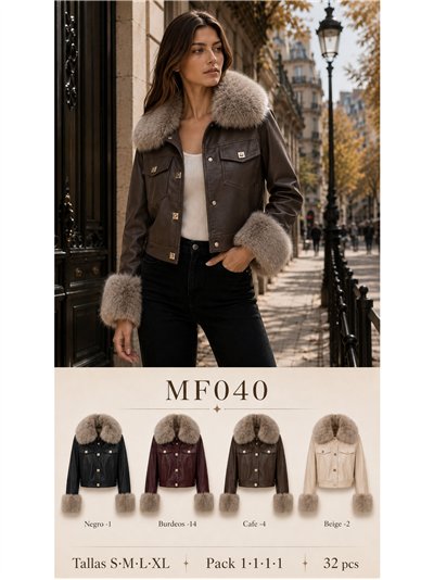 Chaqueta efecto piel con pelo 2