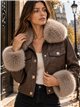 Chaqueta efecto piel con pelo