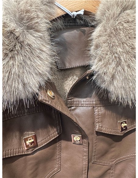 Chaqueta efecto piel con pelo