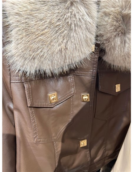 Chaqueta efecto piel con pelo