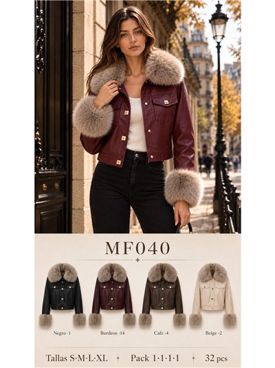 Chaqueta efecto piel con pelo 2