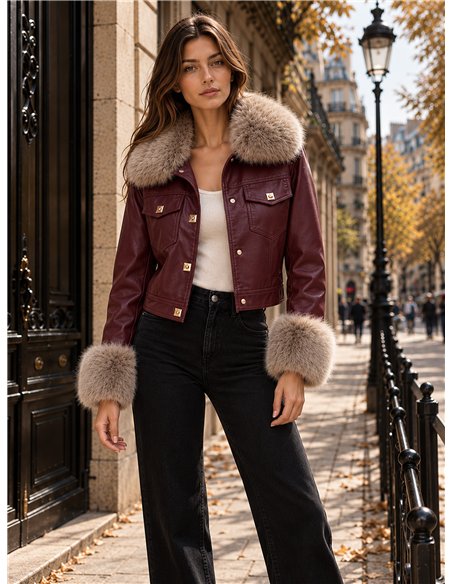 Chaqueta efecto piel con pelo