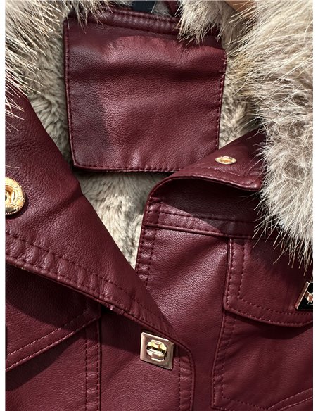 Chaqueta efecto piel con pelo