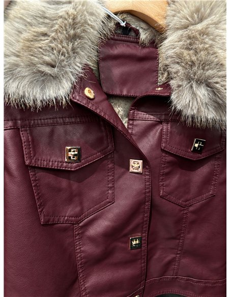 Chaqueta efecto piel con pelo