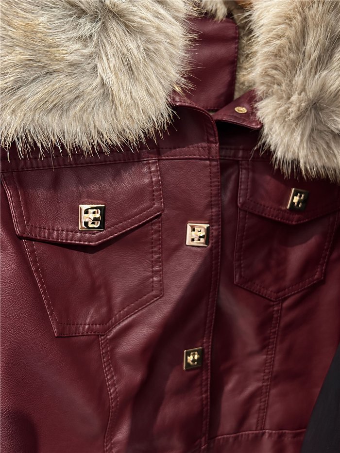 Chaqueta efecto piel con pelo