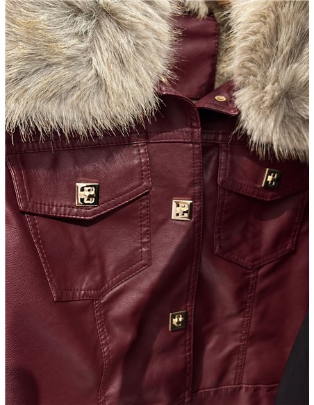 Chaqueta efecto piel con pelo