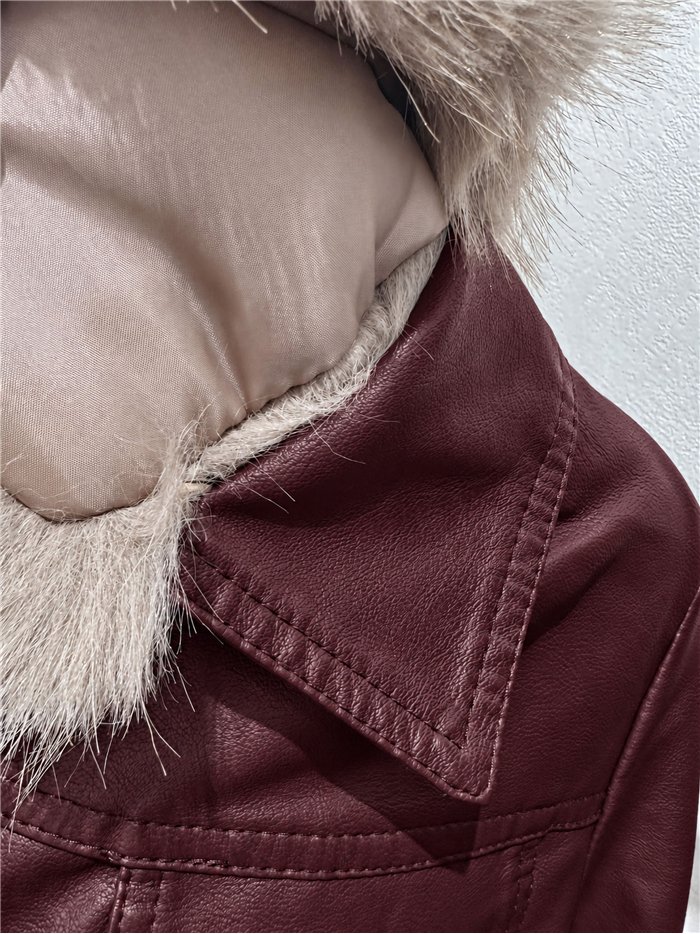Chaqueta efecto piel con pelo