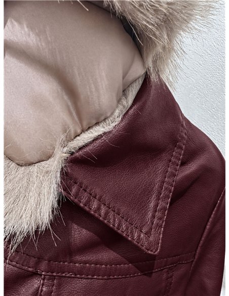 Chaqueta efecto piel con pelo
