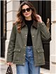 Parka encerada acolchada cuello pana