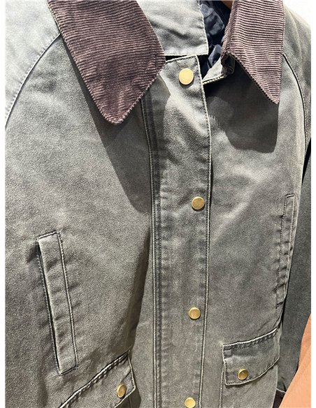 Parka encerada acolchada cuello pana