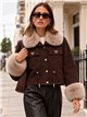 Chaqueta efecto piel con cuello y puños de pelo
